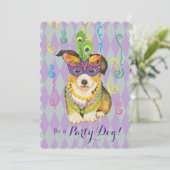 Mardi Gras Pembroke Welsh Corgi Kaart (Staand voorkant)