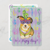 Mardi Gras Pembroke Welsh Corgi Kaart (Voorkant / Achterkant)
