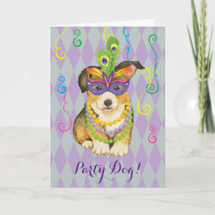 Mardi Gras Pembroke Welsh Corgi Kaart