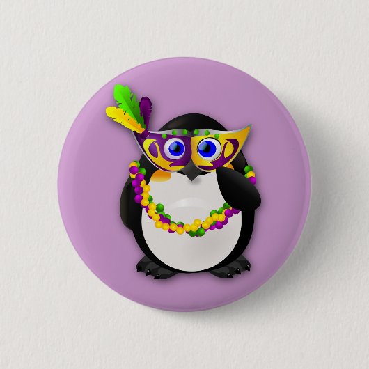 Mardi Gras Penguin Ronde Button 5,7 Cm (Voorkant)