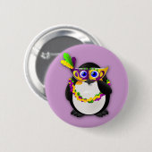 Mardi Gras Penguin Ronde Button 5,7 Cm (Voorkant /achterkant)