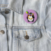 Mardi Gras Penguin Ronde Button 5,7 Cm (In situ)