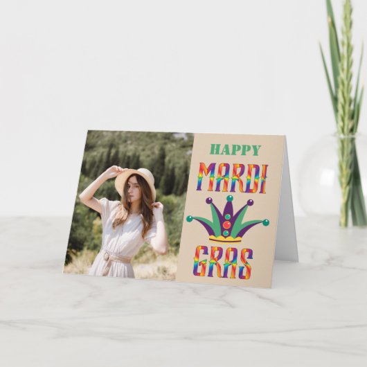 Mardi Gras Persoonlijke fotokaart Bedankkaart (Voorkant)