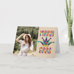Mardi Gras Persoonlijke fotokaart Bedankkaart