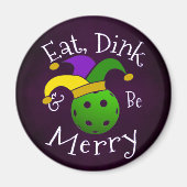 Mardi Gras Pickleball Eat Dink be Merry Magneet (Voorkant)