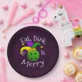 Mardi Gras Pickleball Eat Dink be Merry Papieren Bordje (Feest)