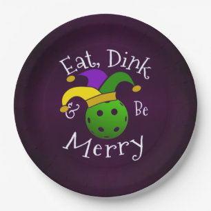 Mardi Gras Pickleball Eat Dink be Merry Papieren Bordje