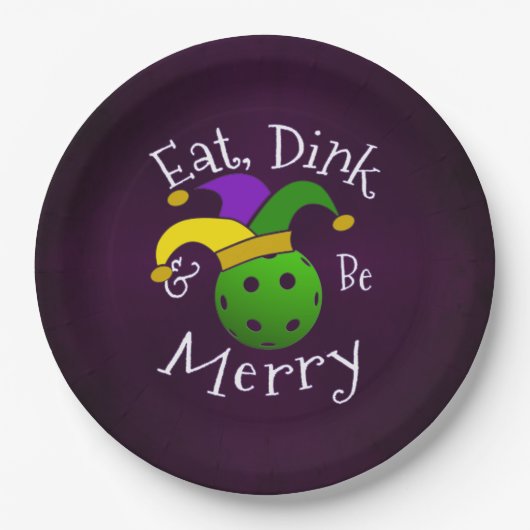 Mardi Gras Pickleball Eat Dink be Merry Papieren Bordje (Voorkant)