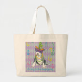 Mardi Gras Pit Bull Terrier Grote Tote Bag (Voorkant)