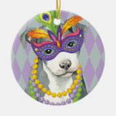 Mardi Gras Pit Bull Terrier Keramisch Ornament (Voorkant)