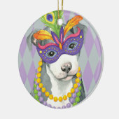 Mardi Gras Pit Bull Terrier Keramisch Ornament (Links)