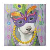 Mardi Gras Pit Bull Terrier Tegeltje (Voorkant)