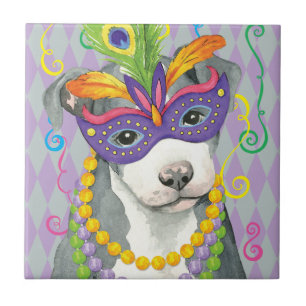 Mardi Gras Pit Bull Terrier Tegeltje