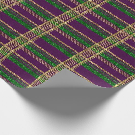 Mardi Gras Plaid Cadeaupapier (Hoek)