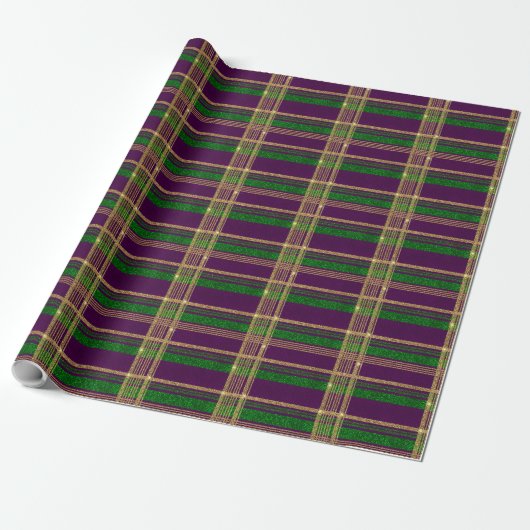Mardi Gras Plaid Cadeaupapier (Uitgerold)