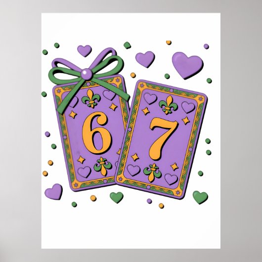 Mardi Gras Playing Cards Six Seven Deck Trucker Ha Poster (Voorkant)