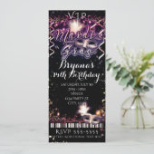 Mardi Gras Plum Gold VIP-verjaardagsfeesticket Kaart (Staand voorkant)