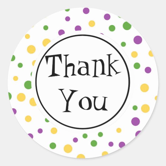 Mardi Gras Polka Dot Birthday Ronde Sticker (Voorkant)