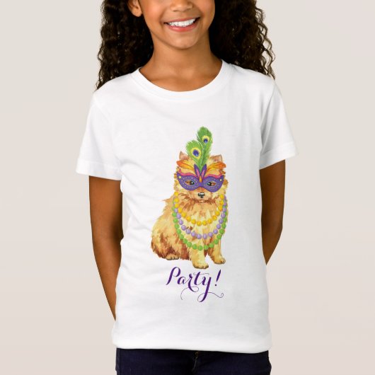 Mardi Gras Pomeranian T-shirt (Voorkant)