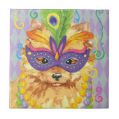 Mardi Gras Pomeranian Tegeltje (Voorkant)