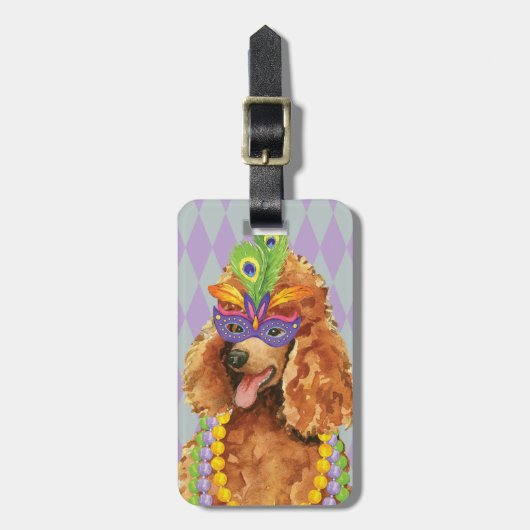 Mardi Gras Poodle Bagagelabel (Voorkant verticaal)
