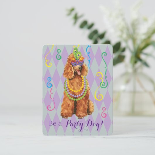 Mardi Gras Poodle Kaart (Staand voorkant)