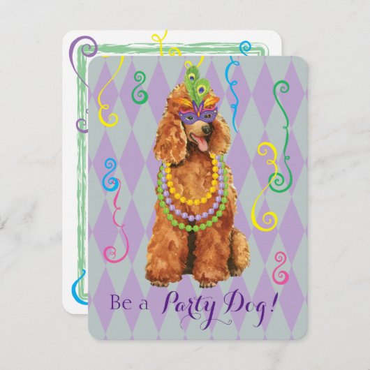Mardi Gras Poodle Kaart (Voorkant / Achterkant)