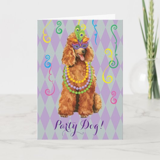 Mardi Gras Poodle Kaart (Voorkant)
