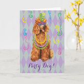 Mardi Gras Poodle Kaart (Gele Bloem)