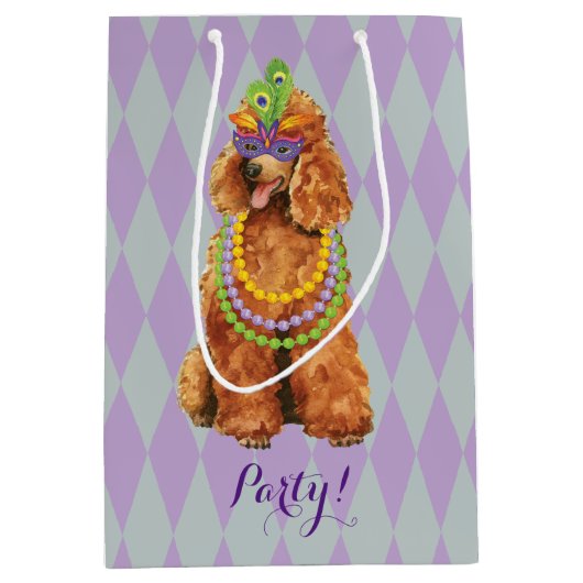 Mardi Gras Poodle Medium Cadeauzakje (Voorkant)