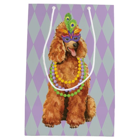 Mardi Gras Poodle Medium Cadeauzakje (Achterkant)