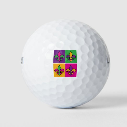 Mardi Gras Pop Art Fleur de Lis Golfballen (Voorkant)