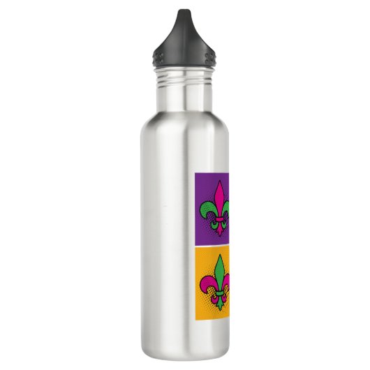 Mardi Gras Pop Art Fleur de Lis Waterfles (Links)
