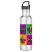 Mardi Gras Pop Art Fleur de Lis Waterfles (Voorkant)