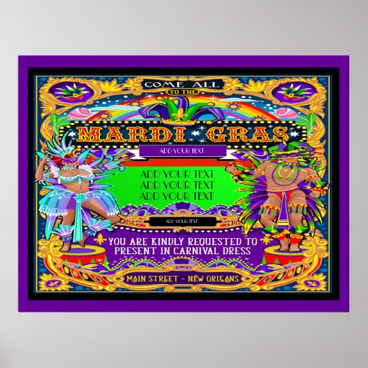 Mardi Gras Poster Gepersonaliseerd (Voorkant)