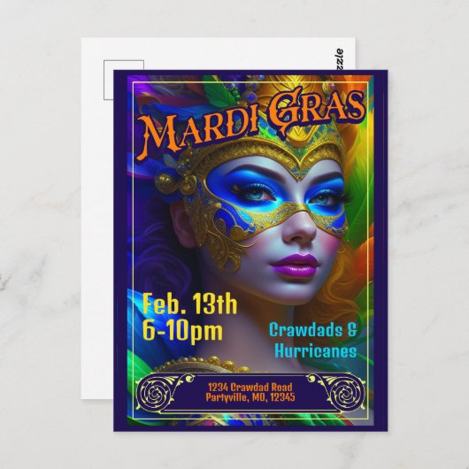 Mardi Gras Poster Uitnodigingen (Voorkant / Achterkant)