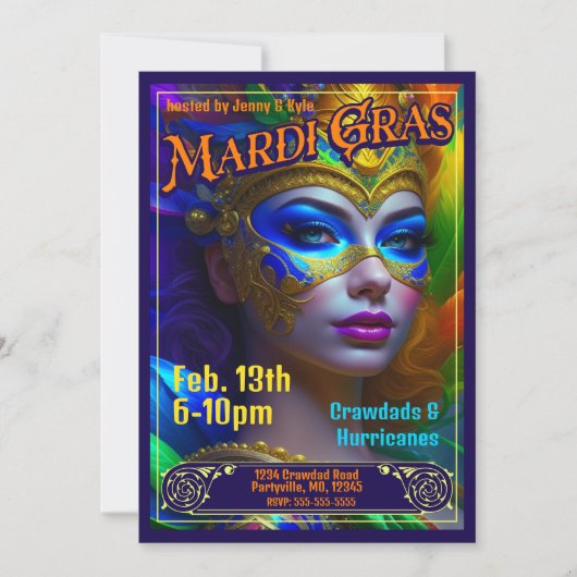 Mardi Gras Poster Uitnodigingen (Voorkant)