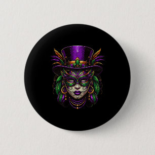 Mardi Gras Priesteres Vrouwen New Orleans Heks Dok Ronde Button 5,7 Cm