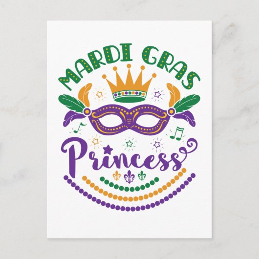 Mardi Gras Princess Cute Women Girls Carnival Briefkaart (Voorkant)