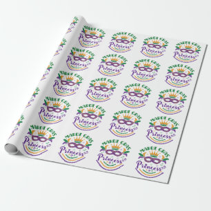 Mardi Gras Princess Cute Women Girls Carnival Cadeaupapier