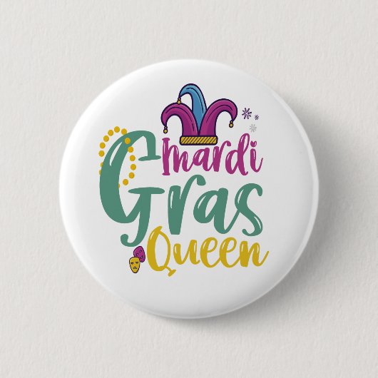 Mardi Gras Prinses Grappige Mardi Gras Carnaval Ronde Button 5,7 Cm (Voorkant)