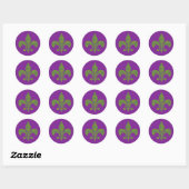 Mardi Gras Pset Fleur de Lis Ronde Sticker (Vel)