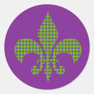 Mardi Gras Pset Fleur de Lis Ronde Sticker