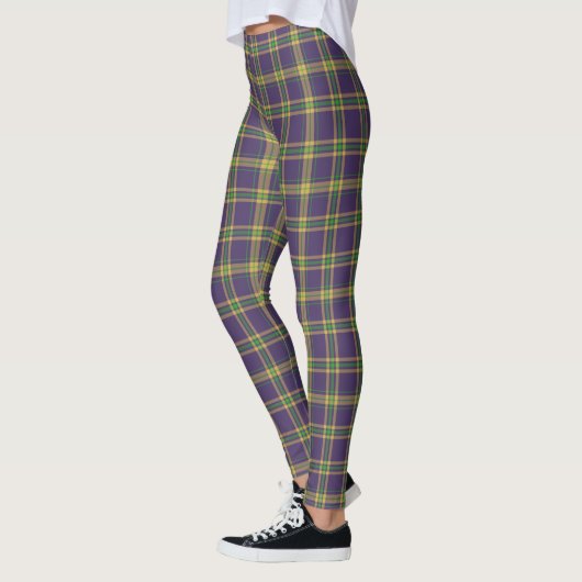 Mardi Gras Pset Paars Green Gold Tartan Leggings (Links)