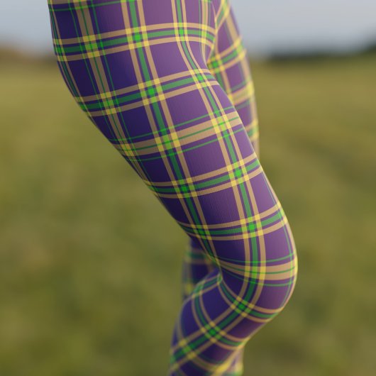 Mardi Gras Pset Paars Green Gold Tartan Leggings