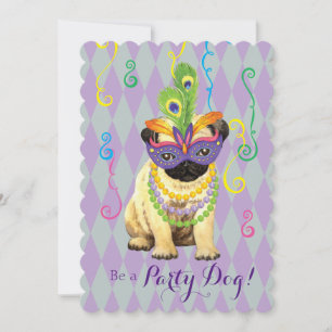 Mardi Gras Pug Kaart