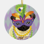 Mardi Gras Pug Keramisch Ornament (Voorkant)