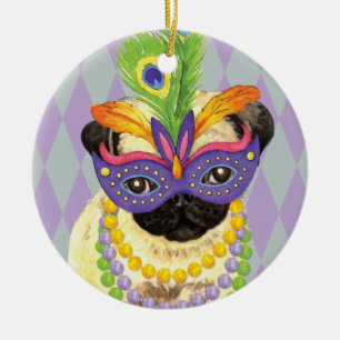 Mardi Gras Pug Keramisch Ornament