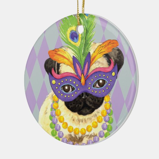 Mardi Gras Pug Keramisch Ornament (Links)