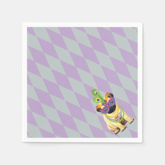 Mardi Gras Pug Servetten (Voorkant)